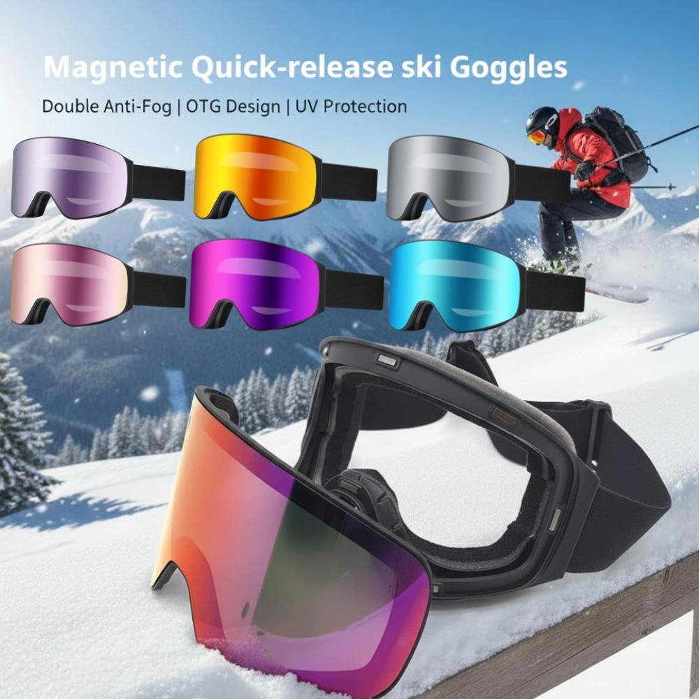 Magnetic Suction Ski Goggles With Colorful Lens Anti-Collision Anti-Glare UV Resistant Snow Sports Goggles Outdoor Sport Goggles