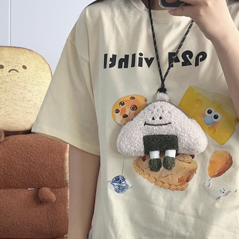 Japanese Kawaii Bag  Women Cartoon Rice Ball Plush Shoulder Bags Women Crossbody Bags Neck Purse Bag Satchel Feminina