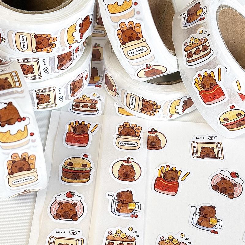 500Pcs/Roll Cartoon Capybara Sticker Decals Decoration Diy Phone Notebook Suitcase Laptop Kids Sticker