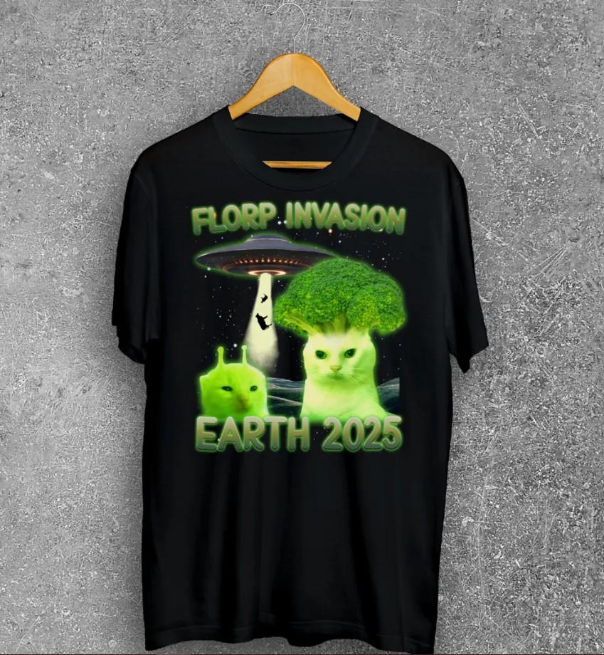 

Футболка Florp Invasion Funny Alien Brainrot Cat Dank Meme размер S-4XL 4XL