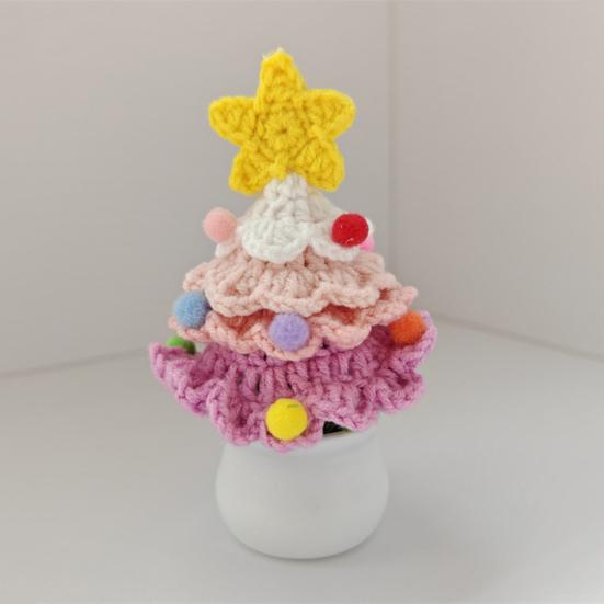 Christmas Yarn Ornament Bright Color Xmas Tree Star Shape Knitted Tree