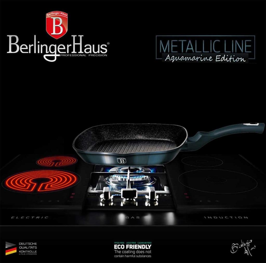 Set Of 3 Granite Frying Pans 20/24/28Cm Berlinger Haus Bh-6140 Aquamarine
