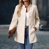 Fall Winter Women's Wool Blend Pea Coat Dressy Outerwear Short Trench Coat Single Breasted Stand Collar Blazer Jacket