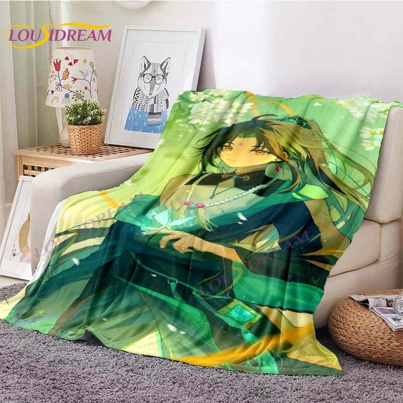 Genshin-Manta de Anime Acg de impacto, manta de juego de aventura Lumine Xiao, manta de franela, mantas Vintage, regalos para seguidores, decoración del hogar