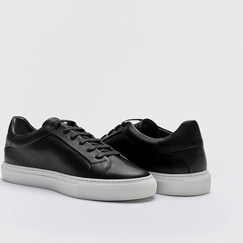 Linjer Stricklin  Autumn New  Genuine Leather Flat Sneakers Men Multicolor Solid Color Simple All-match Basic Shoes Casual Male