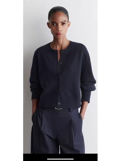 

Женский кардиган из смесовой мериносовой шерсти на осень/зиму Large темно-синий