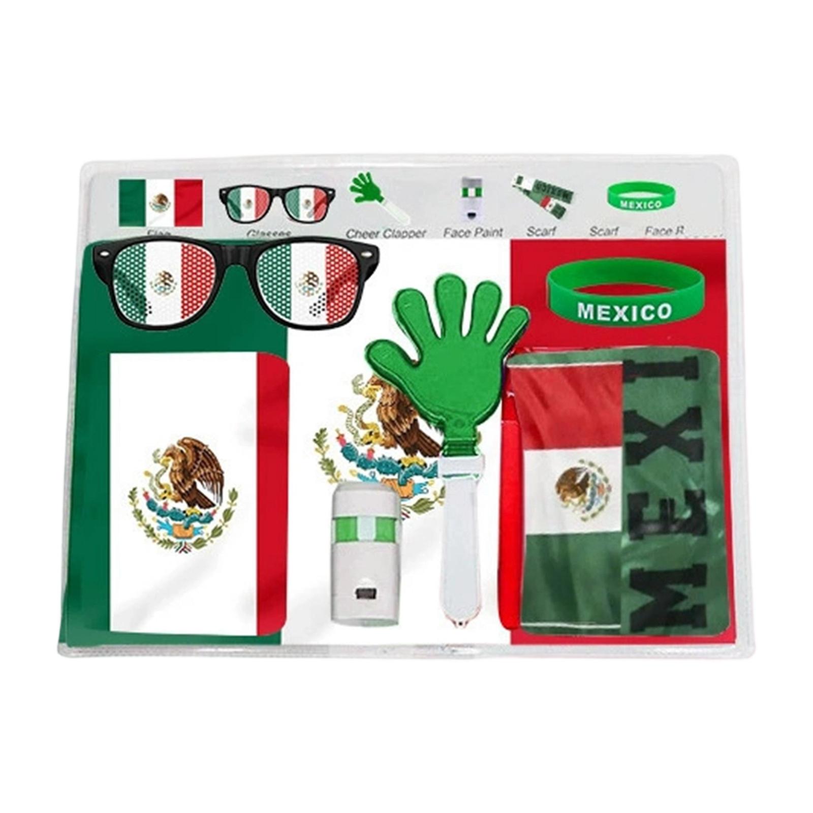 2026 World Cup Fan Accessories Kit, Soccer Support Gear Set for Enthusiasts, with Flag,Scarf, Face Paint, Clapper, Glasses