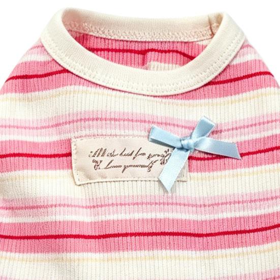 huaqianguhh Colorful Striped Dog Dress, Stretchy Sleeveless Outfit, Cute Ruffled Dress for Small Dogs Teddy Bichon Frise Party Wear