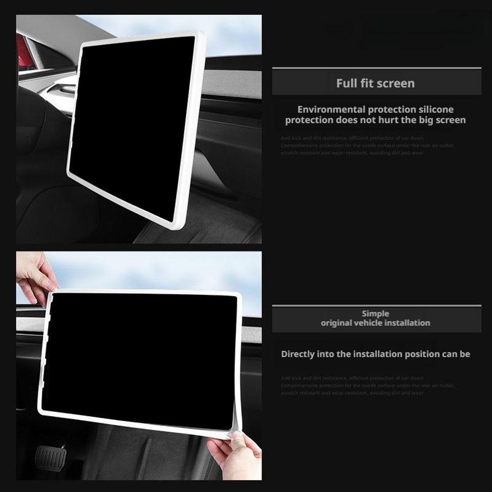 For Tesla Model Y Juniper Model 3 Highland Full Coverage Protective Frame Edge Cover Anti Scratch Silicone Screen Protector