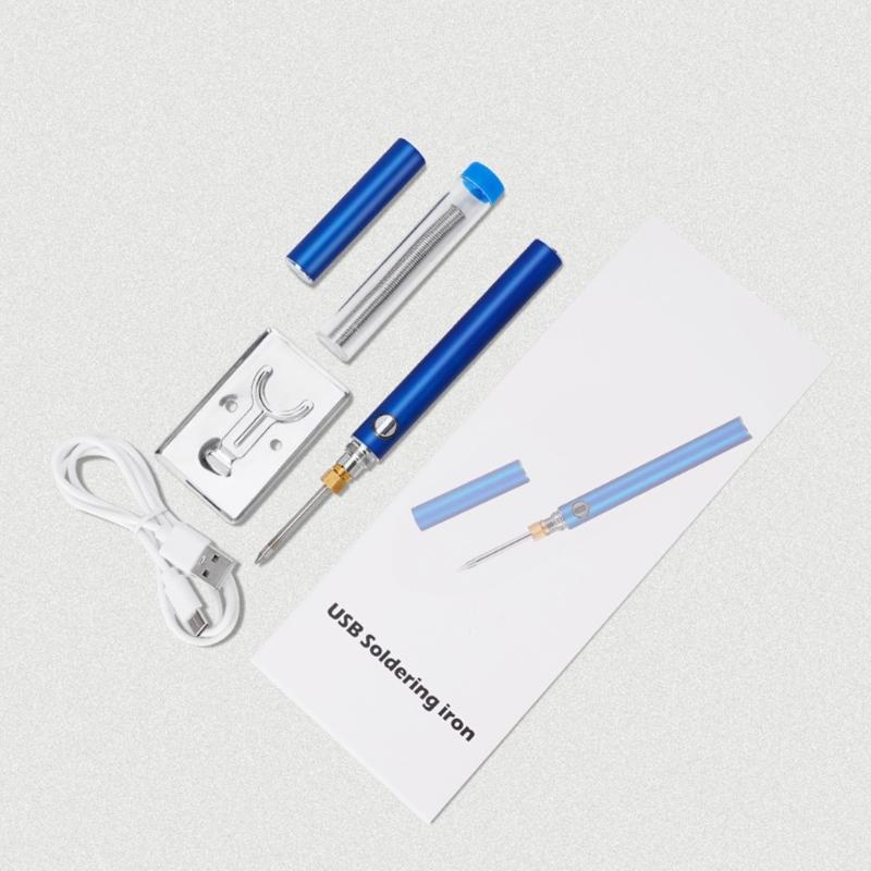 Comfortable Wooden Handle Soldering Iron Featuring Four Gear Temperature Control USB Charging Rapid Heating Lightweight Design