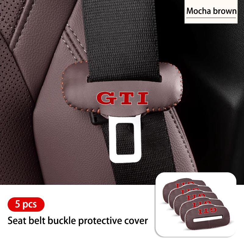 2/5pcs Leather Seat Belt Buckle Protective Cover Wear Resistant For Volkswagen VW Golf 4 5 6 7 GTI Tiguan Passat B5 B6 B7 CC