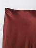 Women's European & American Color Block Lace Trim Silk Satin Skirt