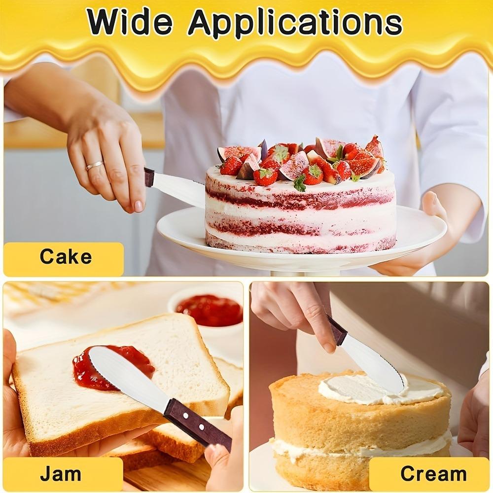 Stainless Steel Butter Western Cutlery Bread Jam Wooden Long Handle Butter Spatula Pastry Cream Scraper 6
