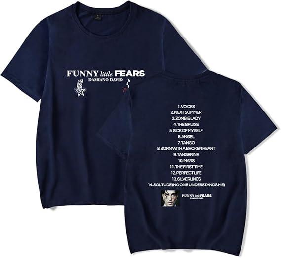 Damiano David T-shirt Grappig Little Fears Album Merchandise T-shirt Unisex Casual Top met Korte Mouwen