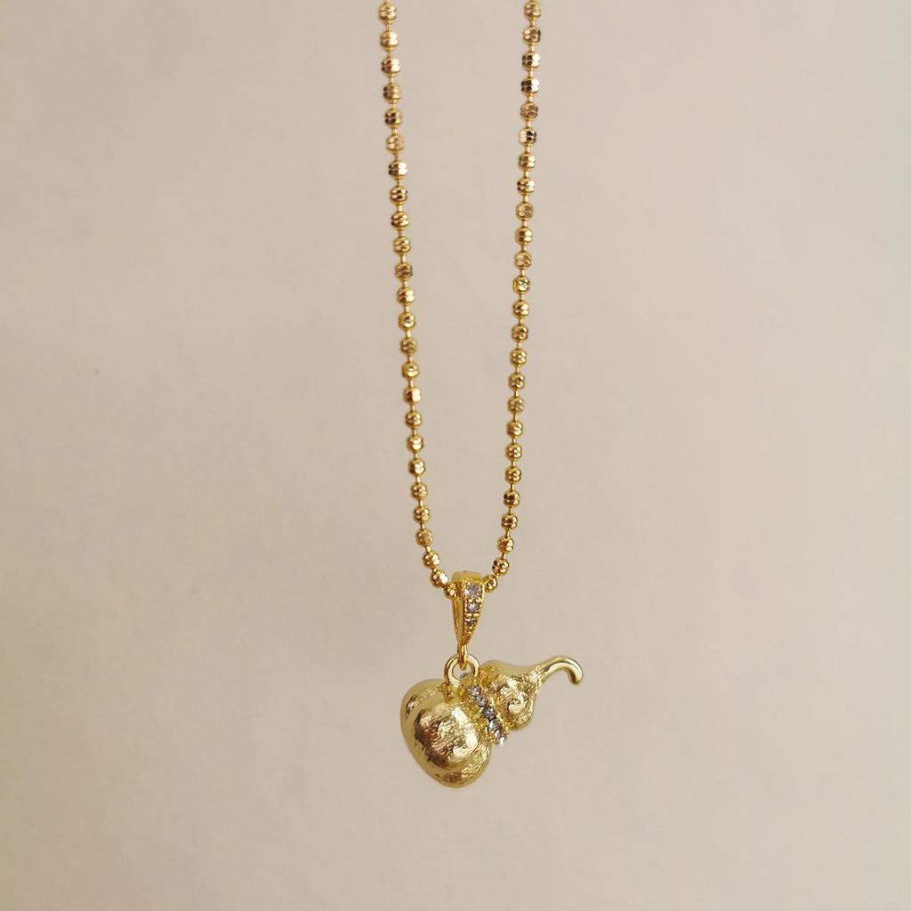 Rhinestone Gourd Pendant Necklace for Women - Clavicle Chain, High-End Light Luxury Sweater Chain