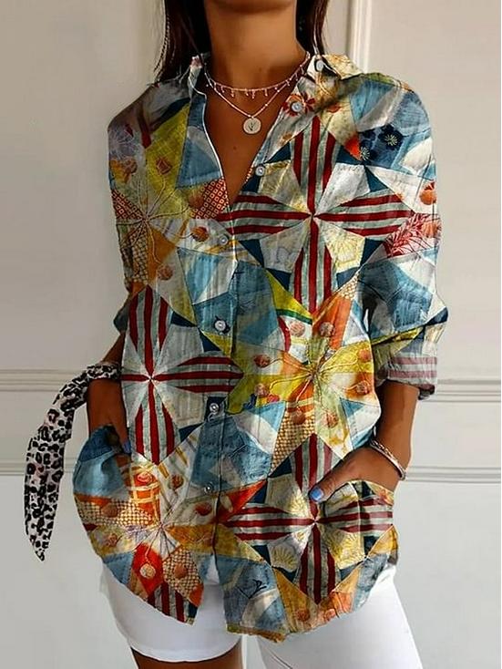 3D Abstract Pattern Women's Long Shirt with Drop Shoulder Sleeves