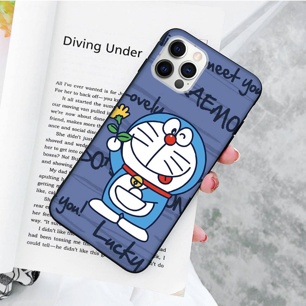 JW82 Doraemon Black Soft Case for Samsung Note 20 Lite S24 Ultra S23 A03 A05 A06 A11 A71 A15 A16 A13 A24 A25 A33 A52 A53 A50 M55 M35 Plus