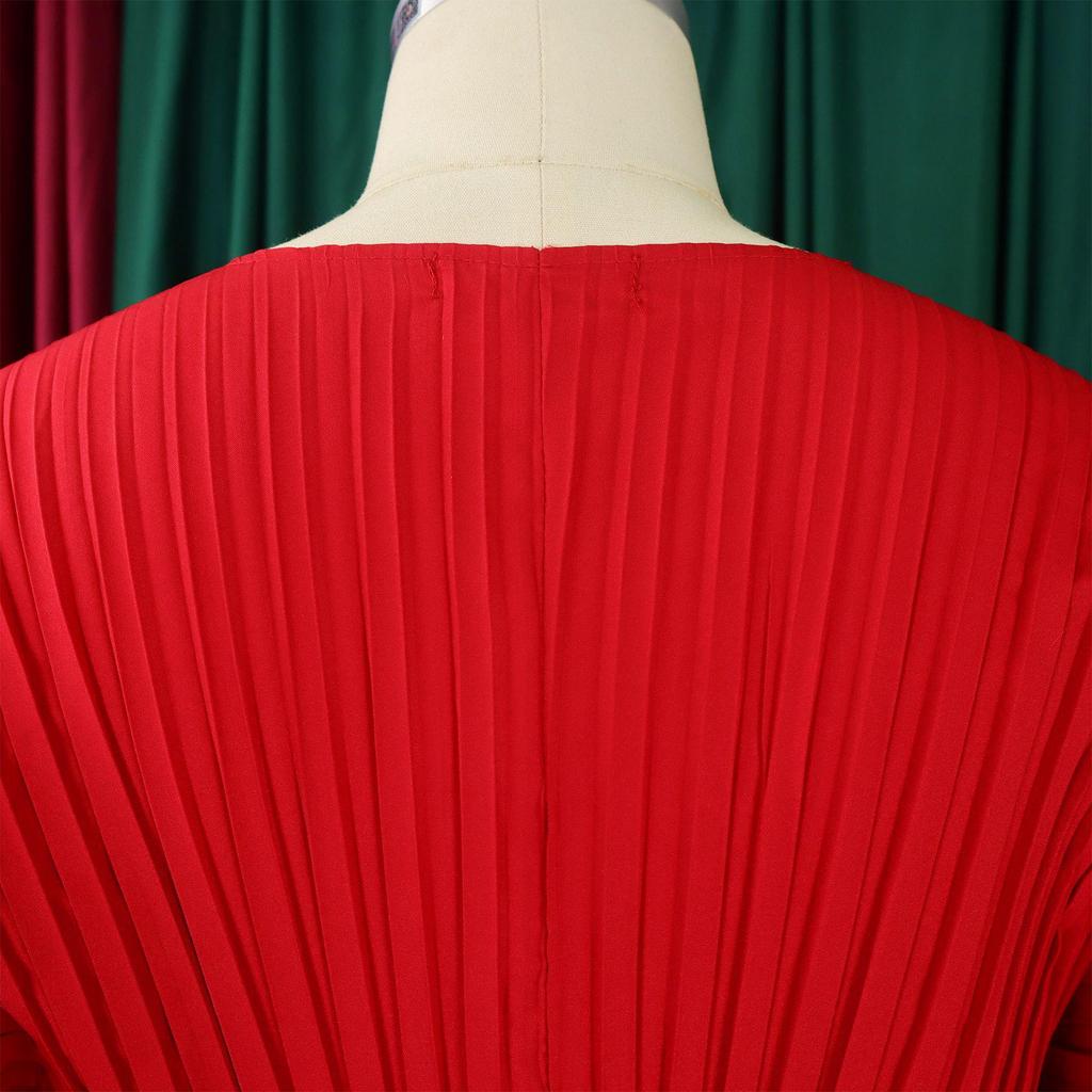 D3271 Women's Spring Fashion: Loose Pleated V-Neck Top & Wide-Leg Pants Two-Piece Set