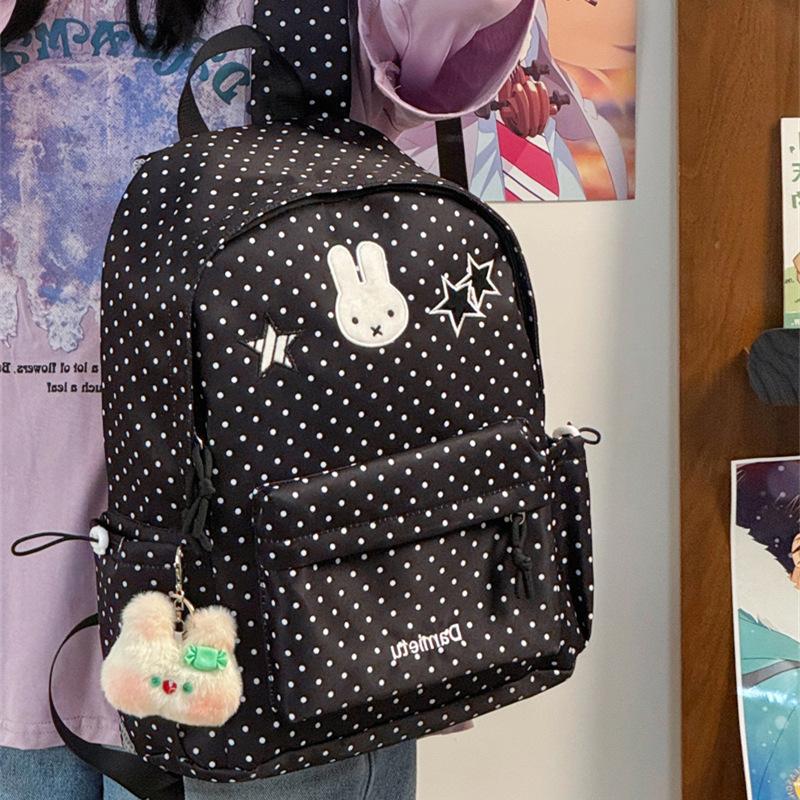 Schoolbag Korean Simple Cute Sweet Polka Dot Backpack High Value Campus Party Class Schoolbag Lightweight Backpack Tide