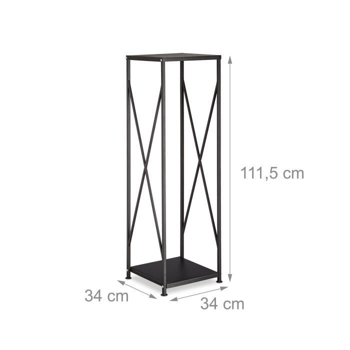Relaxdays etagère de cheminée rangement bûches bois acier panier bois porte-bûches hxlxp: 111x34x34 cm, noir