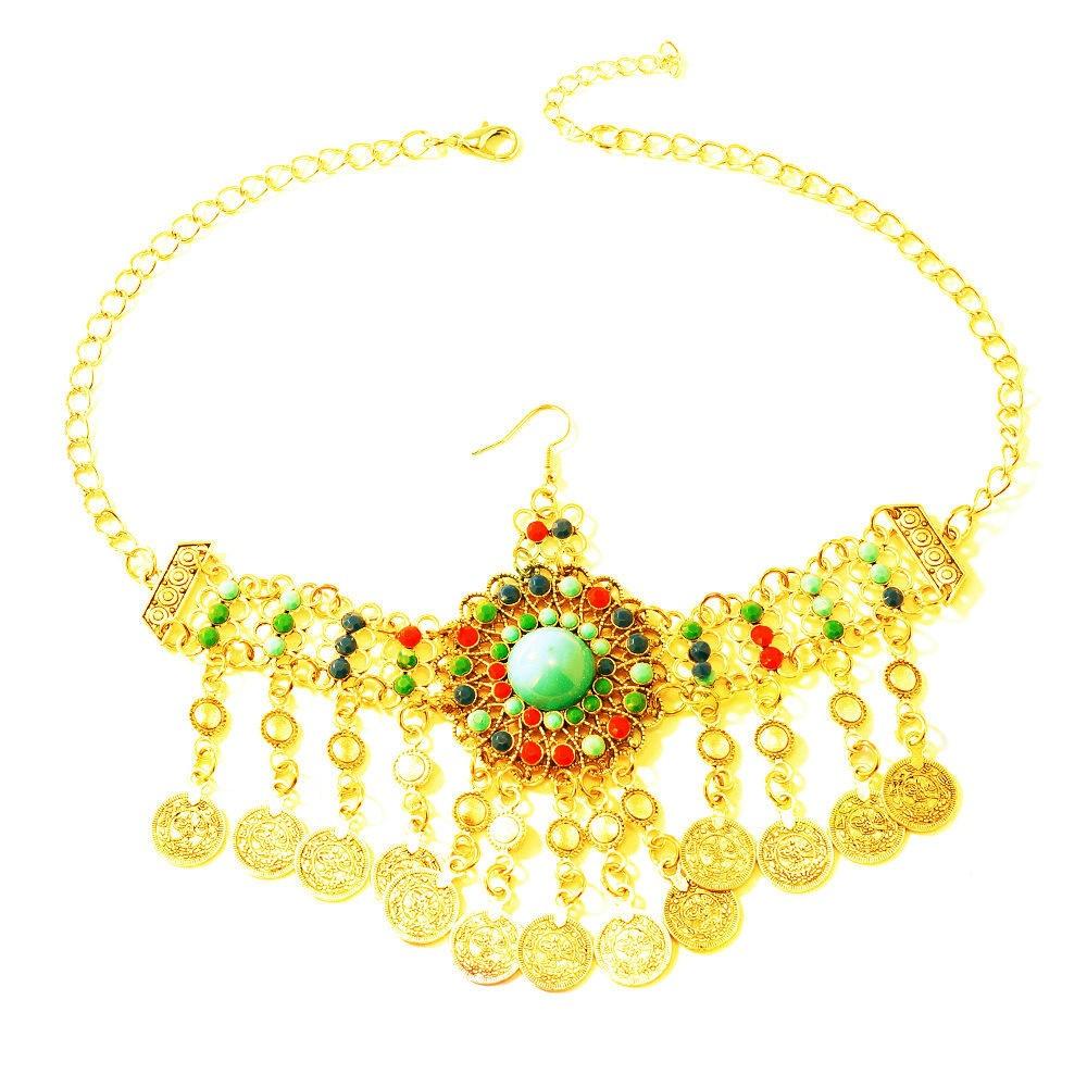 Retro Ethnic Style Fringed Headdress Set, Ancient Clothing Hanfu, Exotic Style Forehead Decoration, Forehead Chain, Earrings, Bracelet, Women