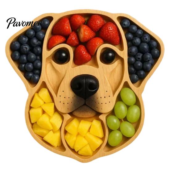 Solid Wood Food Display Wooden Christmas Tree Charcuterie Platter, Animal Shape Serving Tray with Turtle Cat Dog, Fruit Nut Platter Divided