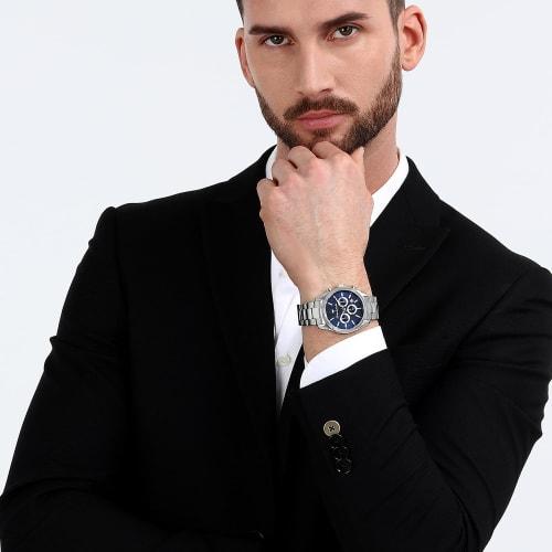 Maserati Men's Attrazione Quartz Watch with Luminous Dial and Hands, 5ATM Water Resistance, 43mm Blue and Silver, Business Style, R8853151005, Officia