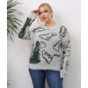 Plus Size Women S Thick Knit Dinosaur Print Pullover Sweater