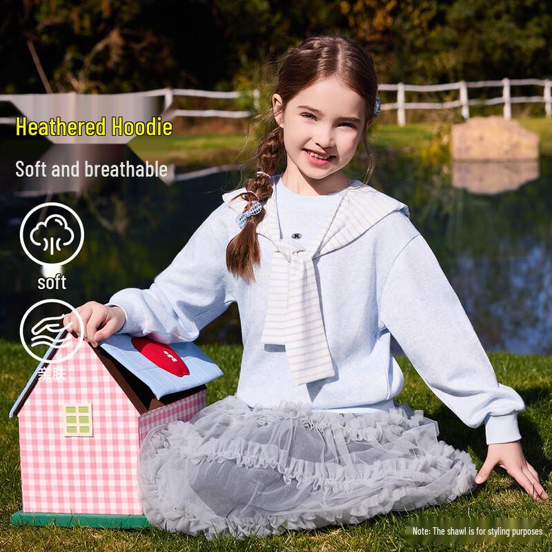 

ASK JUNIOR Girls Round Neck Long Sleeve Sweatshirt with Shawl 130