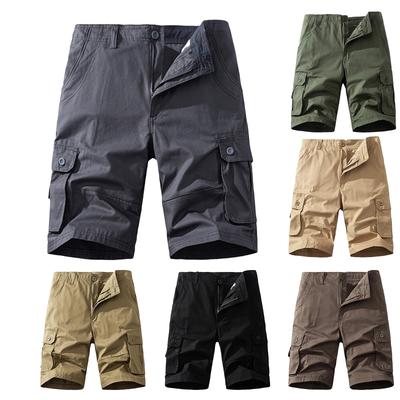 Herren Sommermode Baumwolle Casual Hosen Hose Multi-Pocket Overalls Shorts Männer