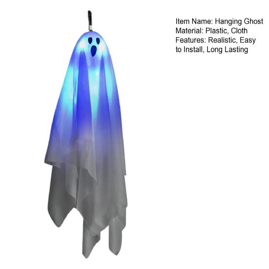 Yousheng Halloweenská závěsná dekorace duch Dynamický hororový efekt Snadná instalace Svítící závěsný duch Vnitřní venkovní ozdoba