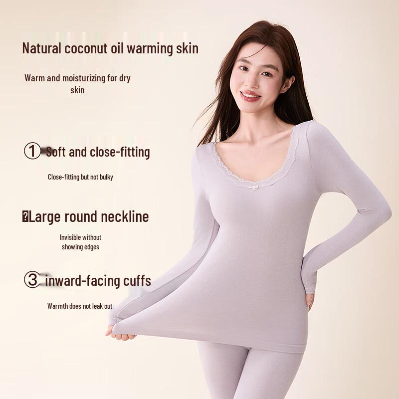 

Женский термокомплект из смесовой шерсти с кружевом, с длинными рукавами 2XL