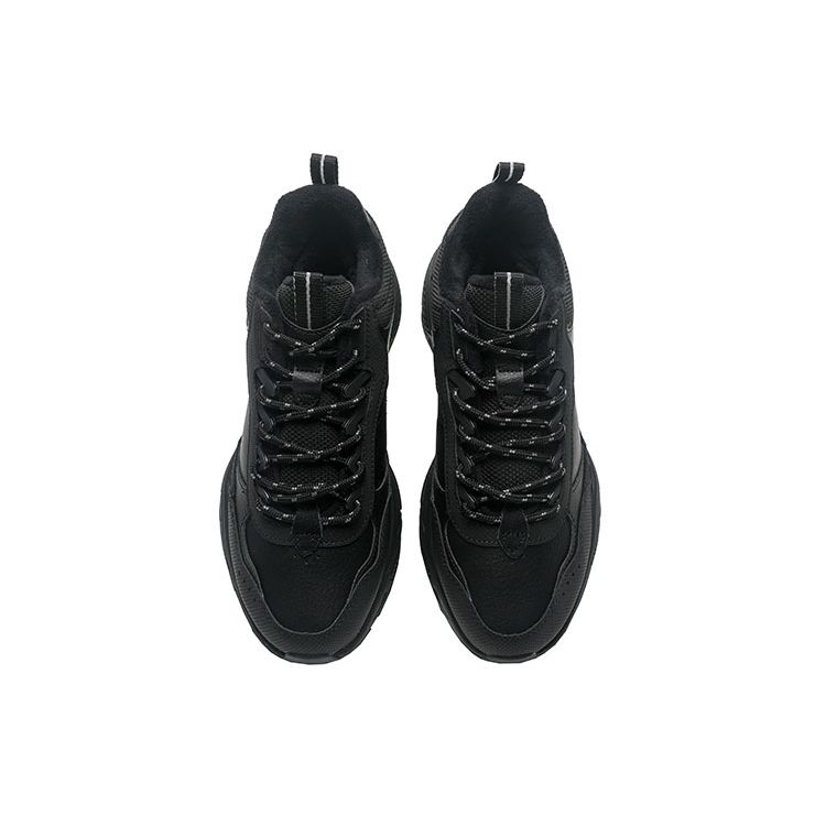 Anta Lifestyle Series Fabric Suede Leather Warm Waterproof Low-Top Casual Shoes Men Sneaker Black 912348981-1