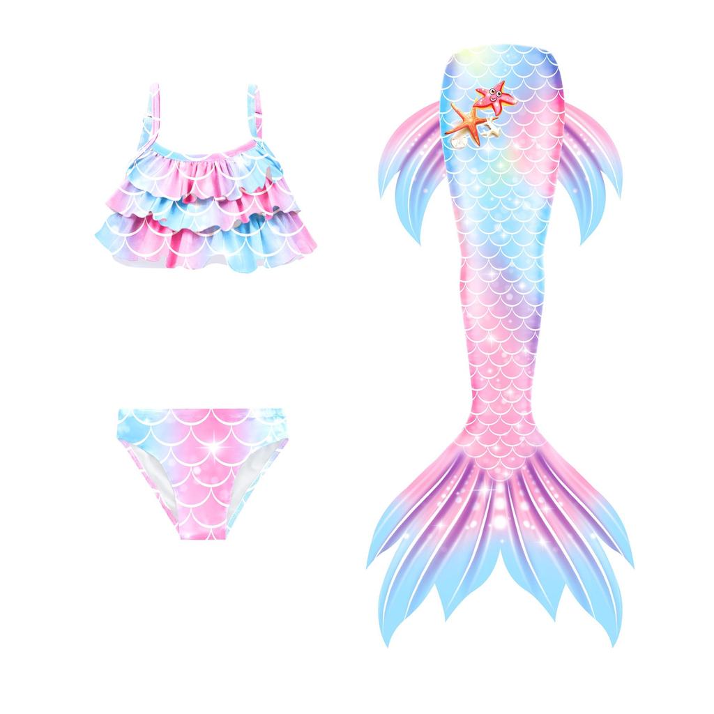 Girls Mermaid Swimsuit Mermaid Tail Swimsuit Girls Swimsuit Pants Suit Children's   Spring Swimsuit