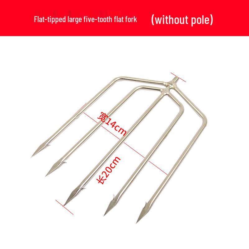 Stainless Steel Multi-functional Barbed Fish Spear Head - Handmade Flat Fork Lantern Design