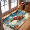 Santa Reindeer Sleigh Doormat, Non-Slip Rug, Machine Washable Indoor Mat for Front Door, Hallway, Living Room, Christmas Gift