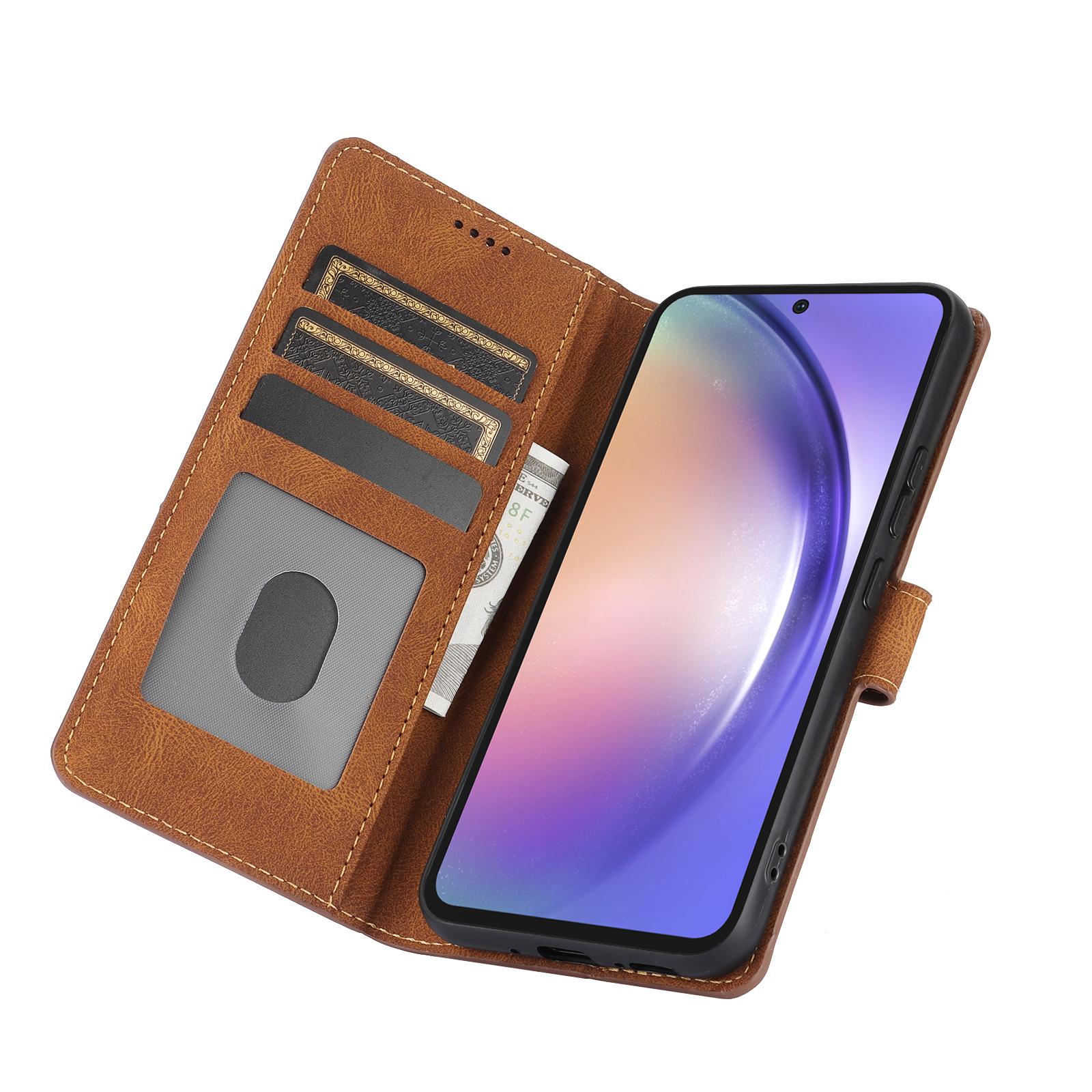 

For Samsung Galaxy A55 5G Phone Case Wallet Leather Stand Cover Brown