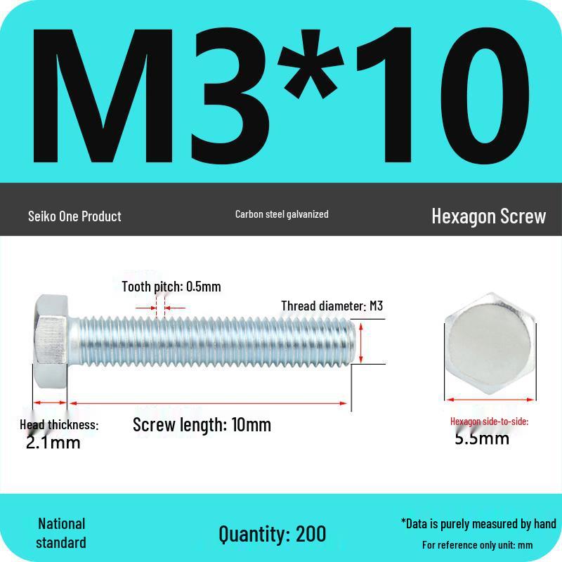 8.8 Grade Hot-Dip Galvanized Hex Bolt Nail M4-M30