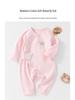 Long-Sleeved Cotton Lace-Up Baby Romper with Butterfly Design for Spring and Autumn