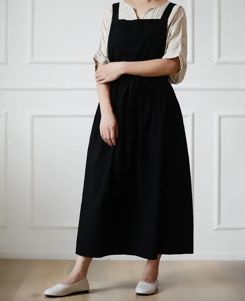 New Retro Medieval Cotton Linen Cooking Kitchen Aprons For Woman Dress Flower Shop Smock Hairdresser Bib Garden Overall