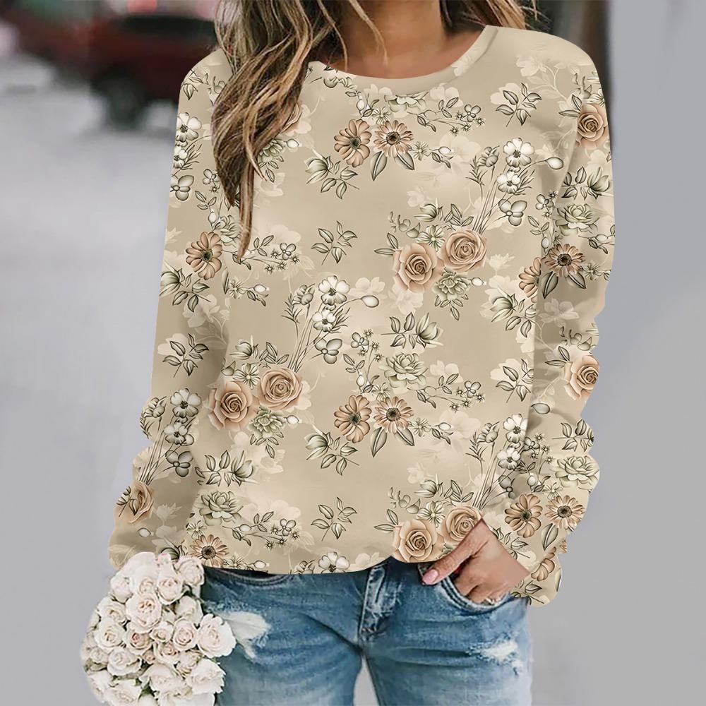 2025 Toamnă și iarnă modă nouă gât rotund mânecă lungă imprimat elegant casual hanorac larg