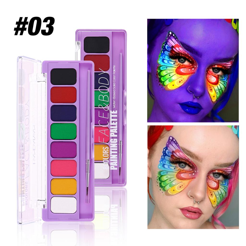 8 Colores Brillo Fluorescente Neón Pintura Arte Corporal Facial Brillo UV Pintura Corporal Fiesta de Halloween Disfraz Maquillaje de Belleza Cosméticos