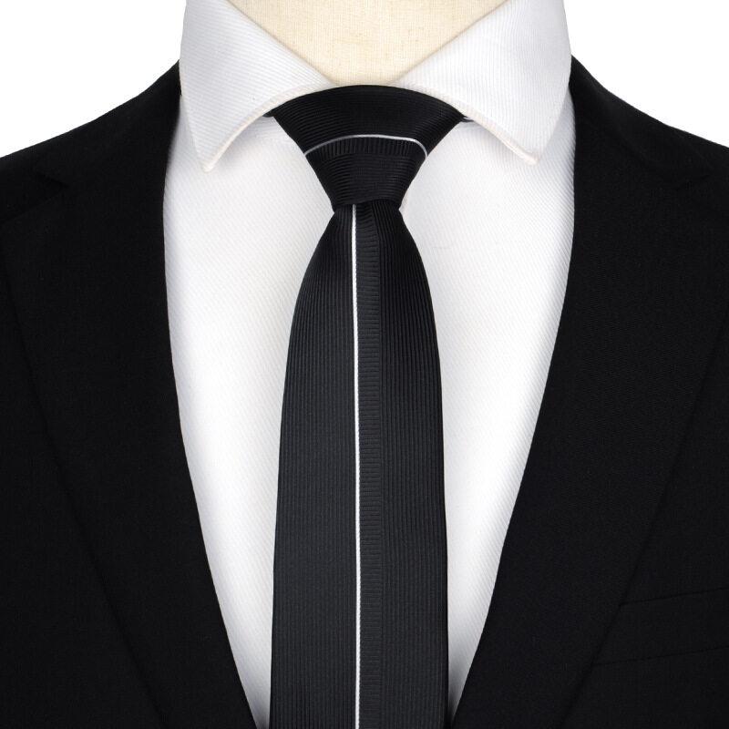 6cm Slim Ties Fashion Business Black Striped Mens Necktie Formal Male Tie