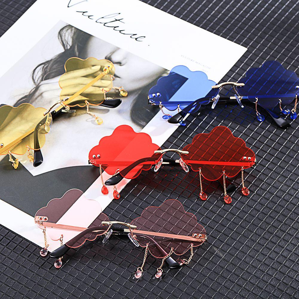 Fashion UV400 Shades Steampunk Sunglasses Disco Glasses Rimless Sunglasses Clouds Tassel Sunglasses