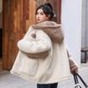 Manteau d'hiver chaud en peluche pour femme, veste à capuche épaisse, grande taille, polyvalente, courte, ample, en laine d'agneau
