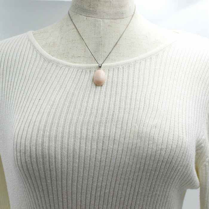 Pink Coral Oval Pendant with 14K White Gold Hardware Gift Wrapping and Gift Tag Includes a 40cm Plated Chain Be Changed To an 18K Gold Chain Undyed
