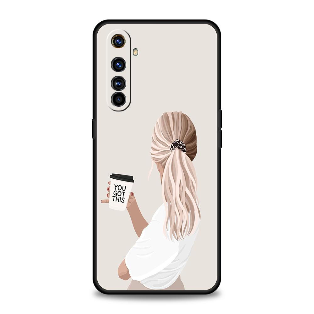 Girl Boss Female Coffee Phone Case For Realme 13 12 11 10 9 8 5G 7 C25 C35 GT5 GT3 GT2 Pro Plus For Realme GT Neo 2 3 3T 5 Cover