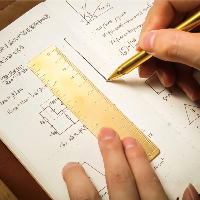 Vintage Brass Straight Ruler for Students Creative Metal Ruler School Supplies Straight Brass Ruler 120mm 4 Inches Measurement