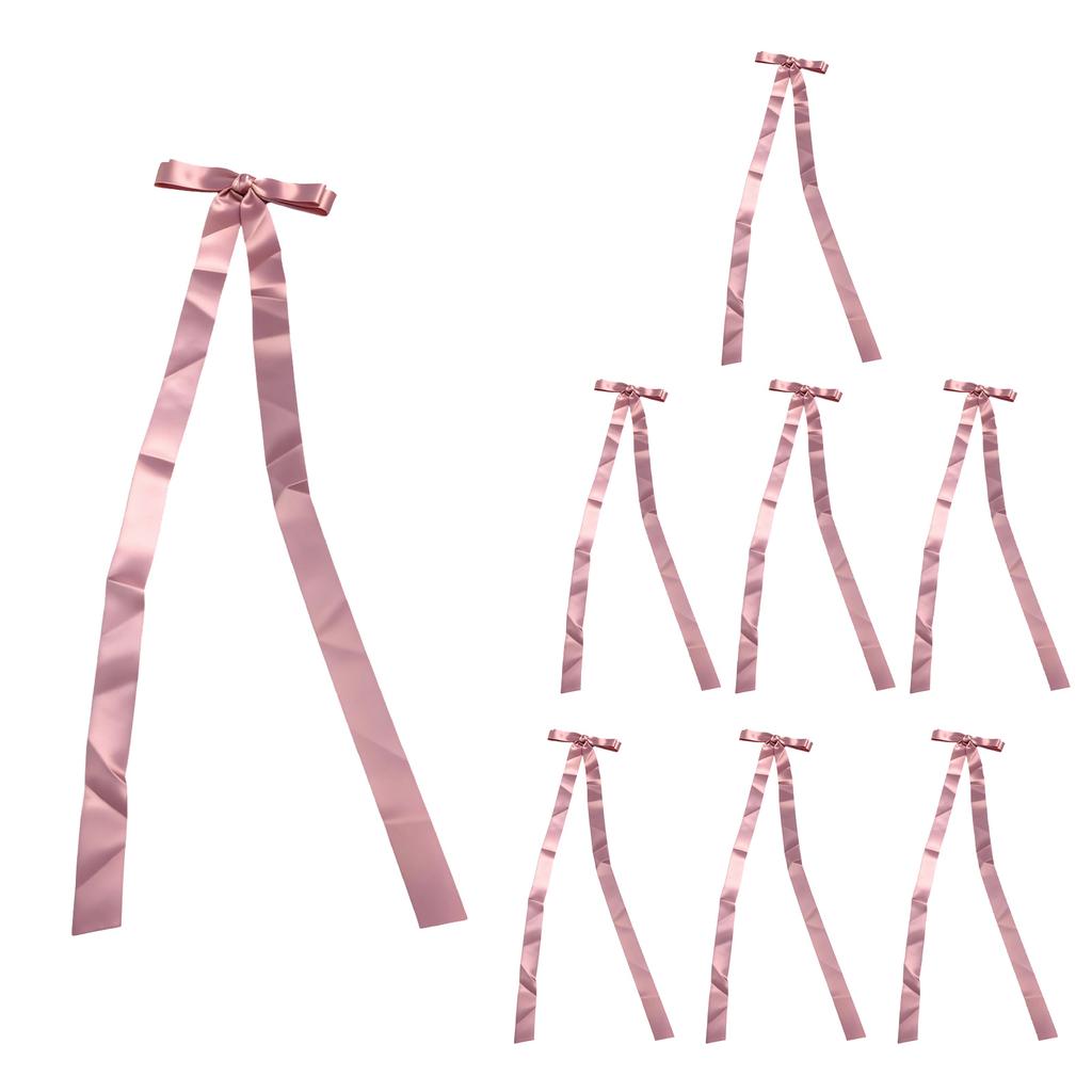 8PCS Rose Pink Bow Ribbon Hair Clip, Soft Lightweight Hair Bow Clips, Sweet Hairclip, Easy Secure, Non Slip, Stylish
