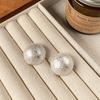 Round cotton pearl stud earrings minimalist fashion design earrings women's versatile temperament earrings